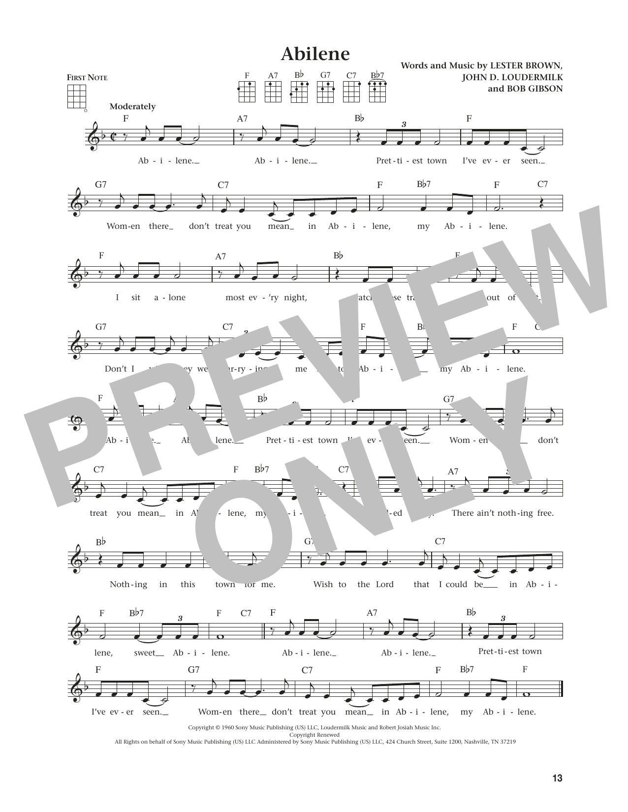 George Hamilton IV Abilene (from The Daily Ukulele) (arr. Jim Beloff) sheet music notes and chords arranged for Ukulele