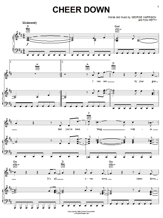 George Harrison Cheer Down sheet music notes and chords arranged for Piano, Vocal & Guitar Chords (Right-Hand Melody)