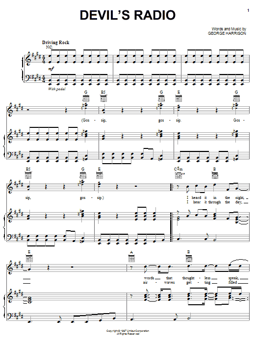 George Harrison Devil's Radio sheet music notes and chords arranged for Piano, Vocal & Guitar Chords (Right-Hand Melody)