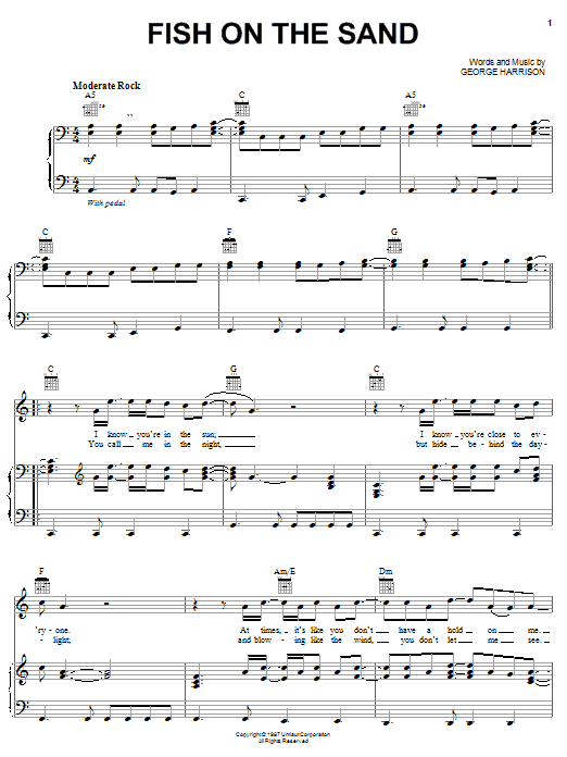 George Harrison Fish On The Sand sheet music notes and chords arranged for Piano, Vocal & Guitar Chords (Right-Hand Melody)