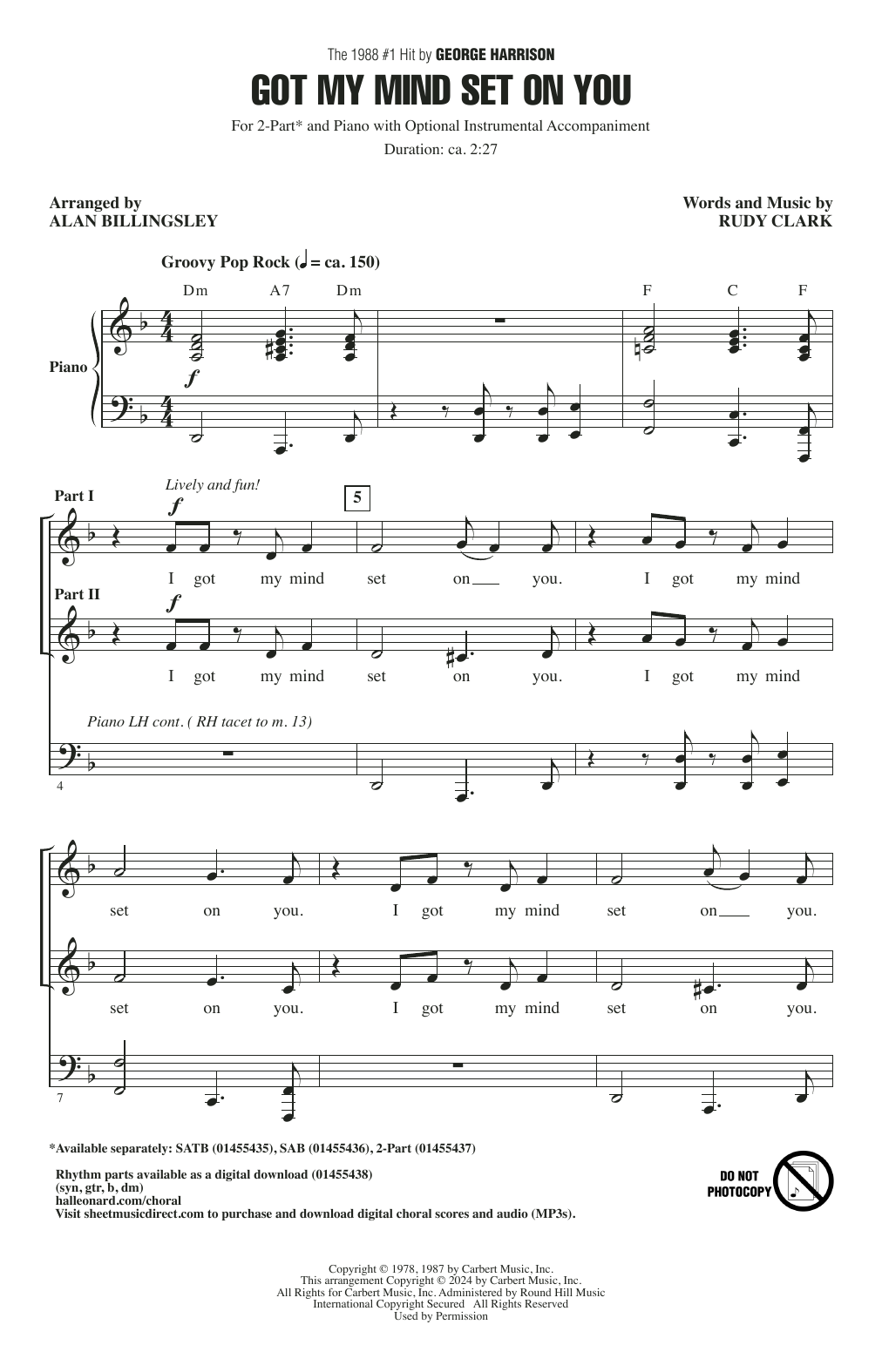 George Harrison Got My Mind Set On You (arr. Alan Billingsley) sheet music notes and chords arranged for SATB Choir