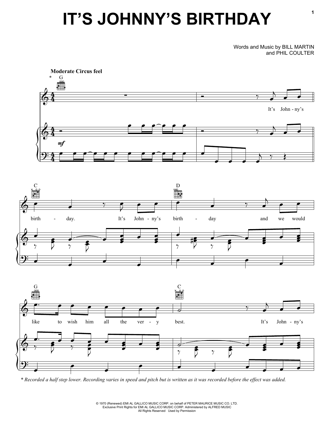 George Harrison It's Johnny's Birthday sheet music notes and chords arranged for Piano, Vocal & Guitar Chords (Right-Hand Melody)