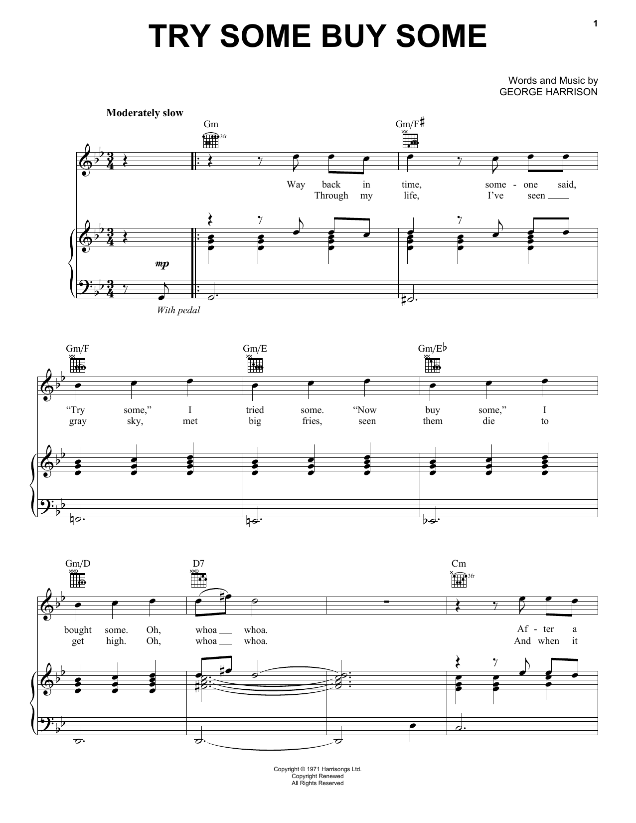 George Harrison Try Some Buy Some sheet music notes and chords arranged for Piano, Vocal & Guitar Chords (Right-Hand Melody)
