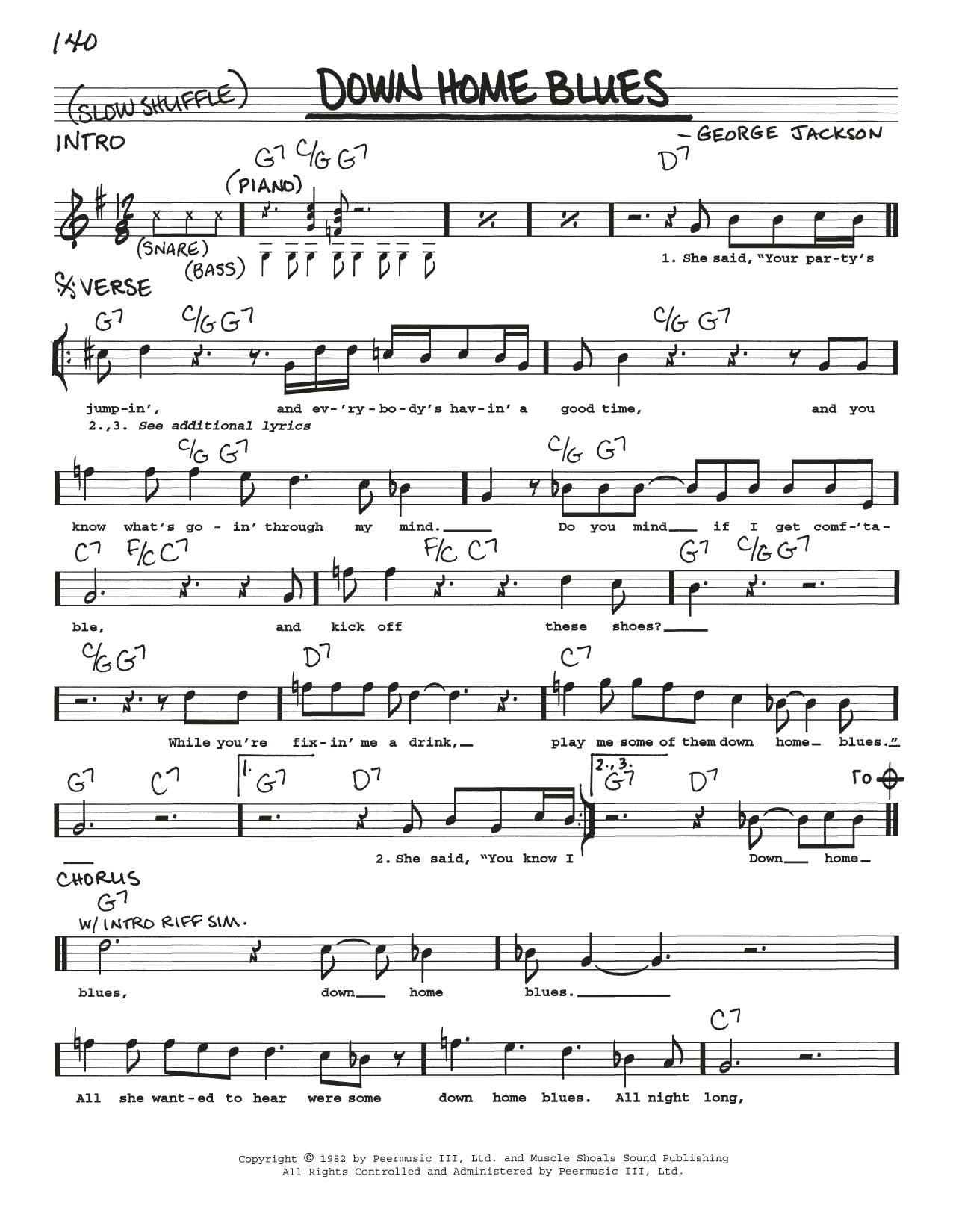 George Jackson Down Home Blues sheet music notes and chords arranged for Real Book – Melody, Lyrics & Chords