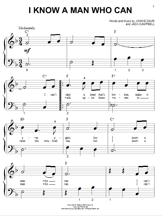 George Jones I Know A Man Who Can sheet music notes and chords arranged for Big Note Piano