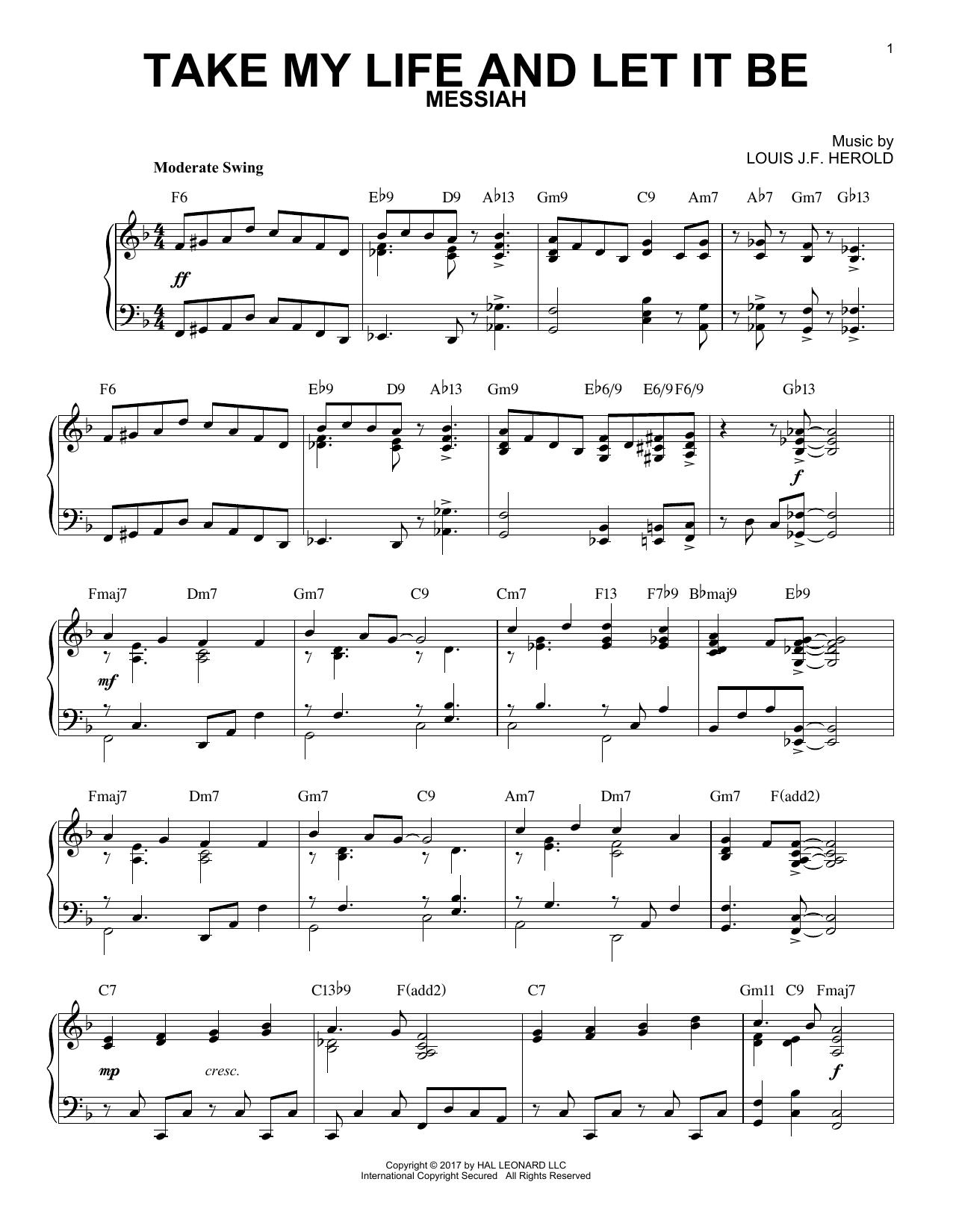 George Kingsley Take My Life And Let It Be [Jazz version] sheet music notes and chords arranged for Piano Solo