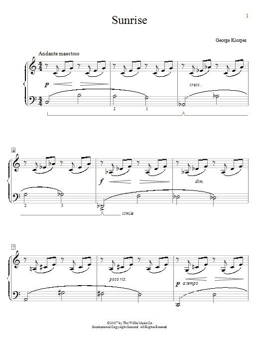 George Kiorpes Sunrise sheet music notes and chords arranged for Educational Piano