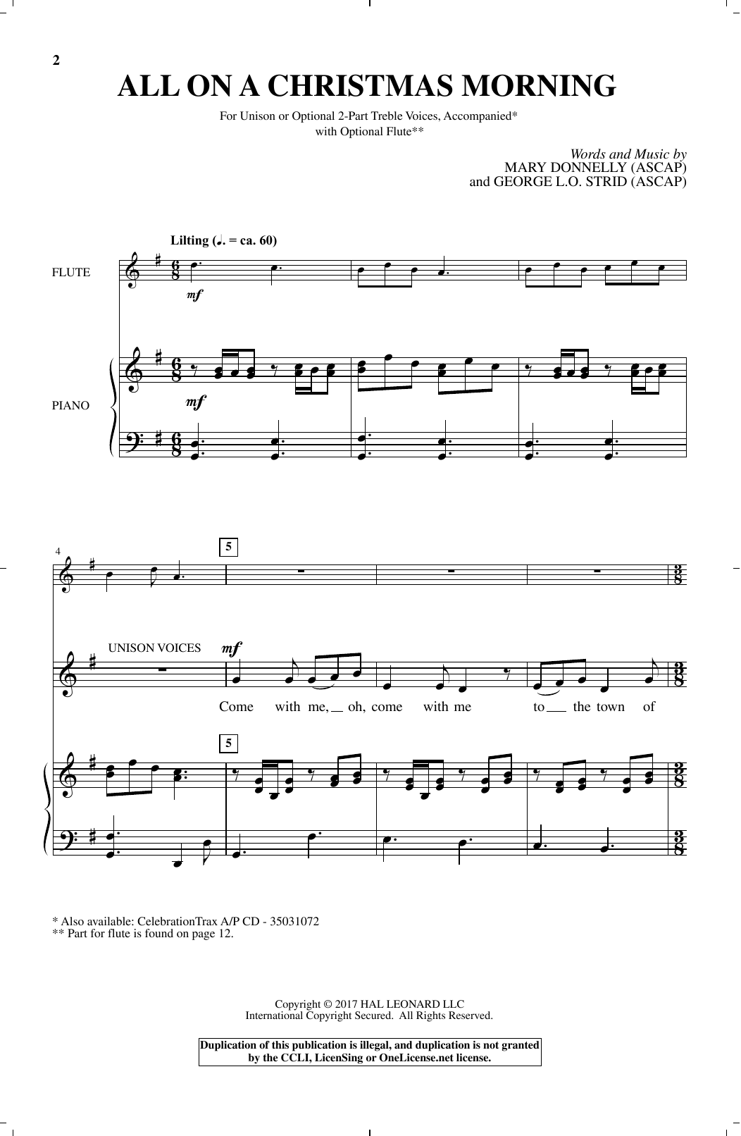 George L.O. Strid All On A Christmas Morning sheet music notes and chords arranged for Choir