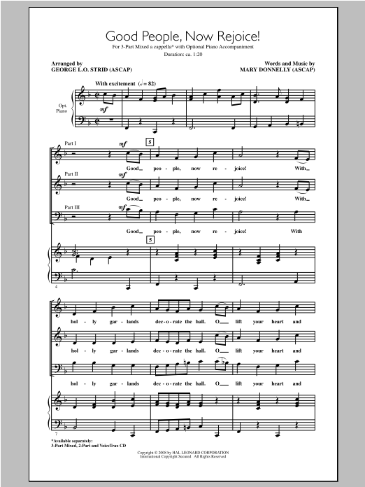 George L.O. Strid Good People, Now Rejoice! sheet music notes and chords arranged for 2-Part Choir