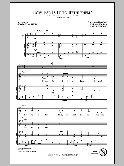 George L.O. Strid How Far Is It To Bethlehem? sheet music notes and chords arranged for 2-Part Choir
