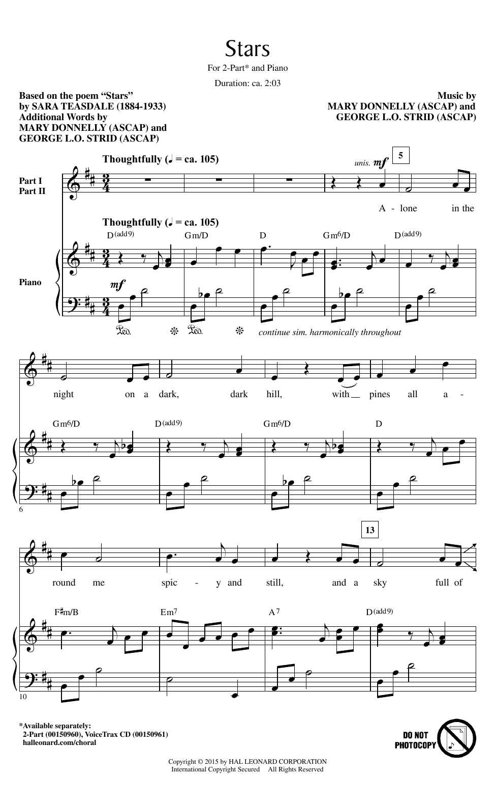 George. L.O. Strid Stars sheet music notes and chords arranged for 2-Part Choir