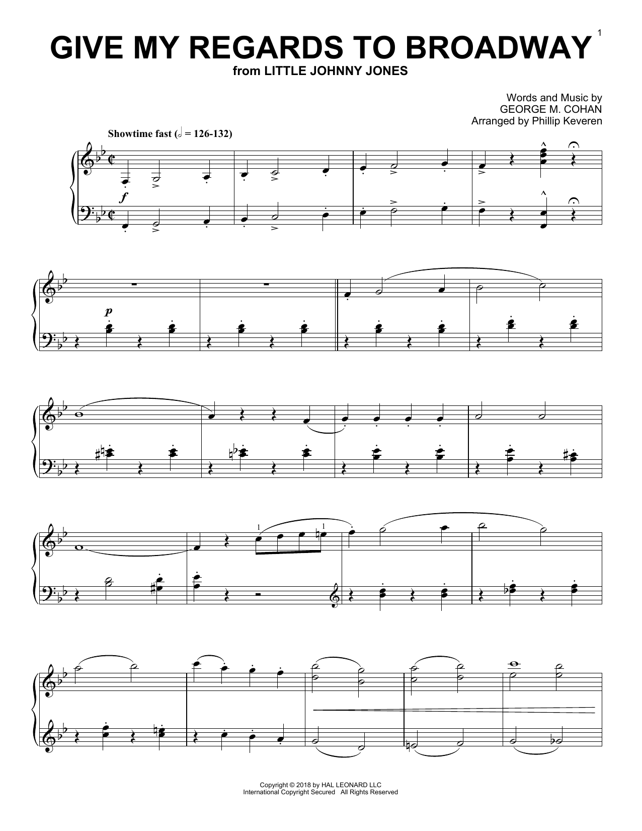 George M. Cohan Give My Regards To Broadway [Jazz version] (arr. Phillip Keveren) sheet music notes and chords arranged for Piano Solo