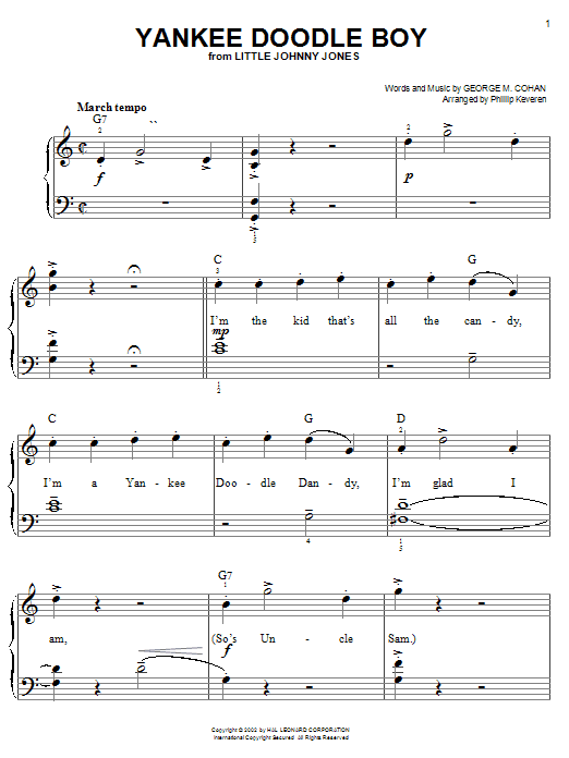 George M. Cohan Yankee Doodle Boy (arr. Phillip Keveren) sheet music notes and chords arranged for Piano Solo
