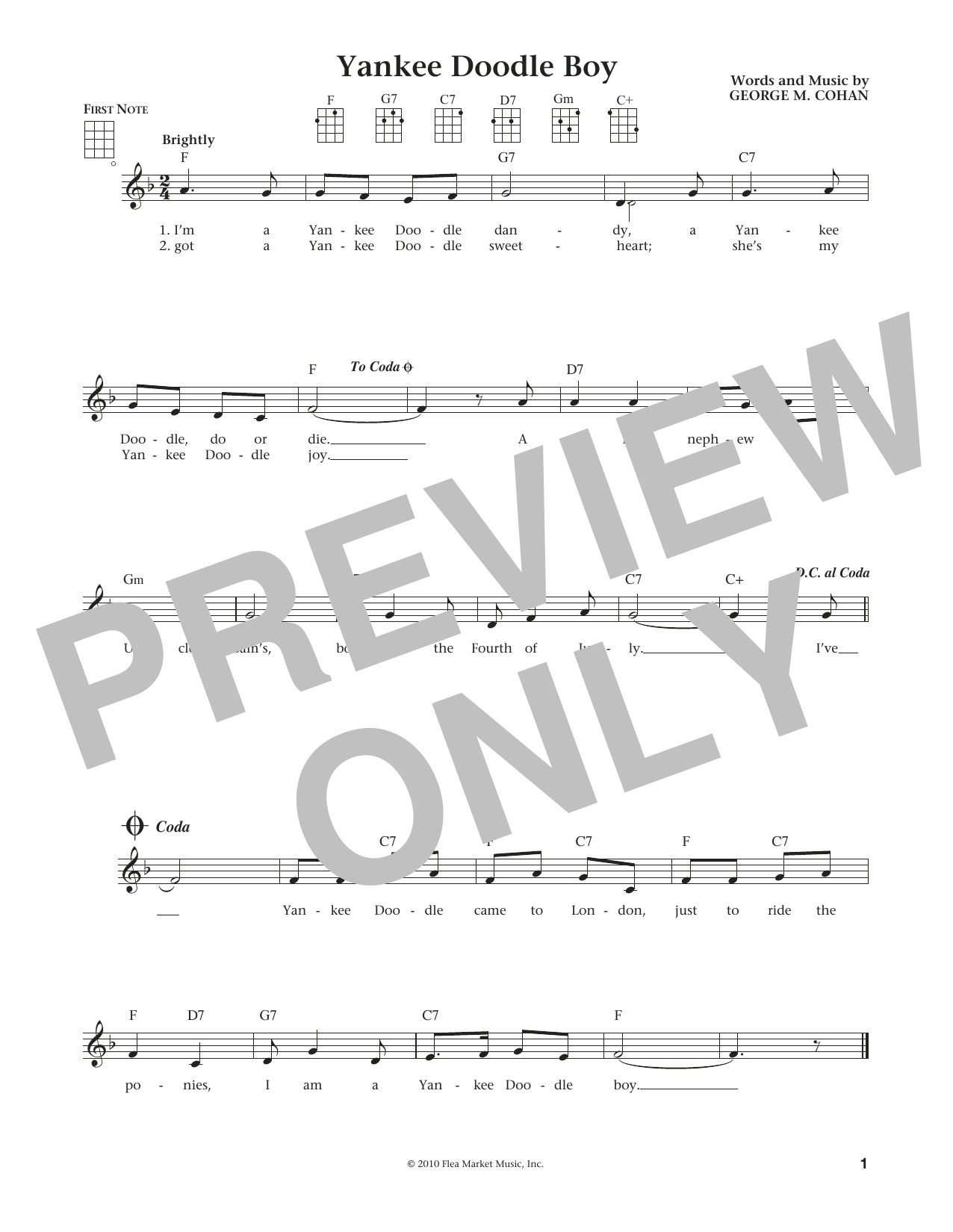 George M. Cohan Yankee Doodle Boy (from The Daily Ukulele) (arr. Liz and Jim Beloff) sheet music notes and chords arranged for Ukulele