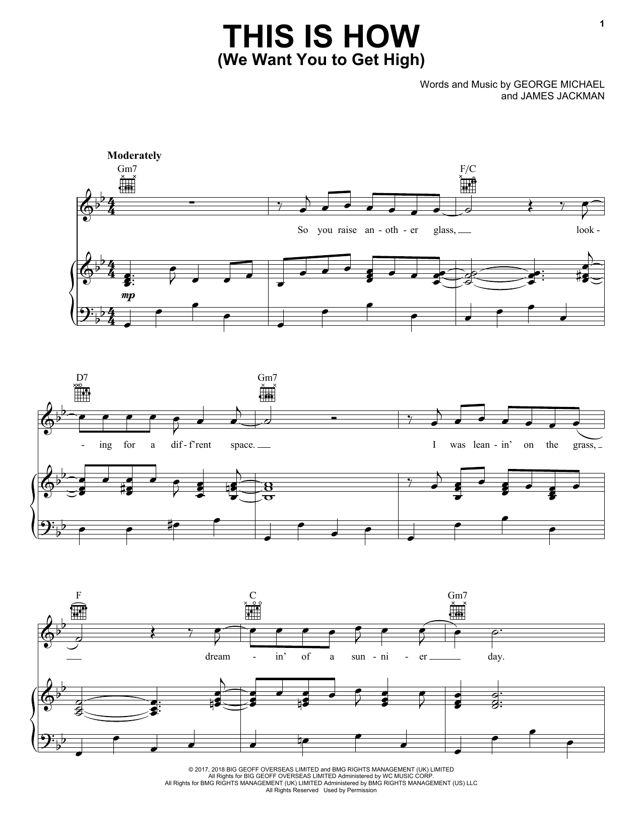 George Michael This Is How (We Want You To Get High) sheet music notes and chords arranged for Piano, Vocal & Guitar Chords (Right-Hand Melody)
