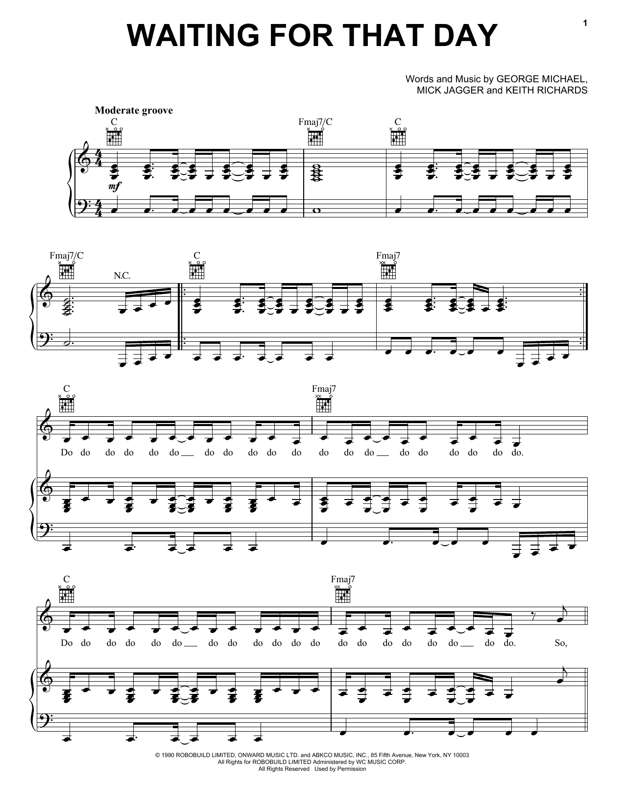 George Michael Waiting For That Day sheet music notes and chords arranged for Piano, Vocal & Guitar Chords (Right-Hand Melody)