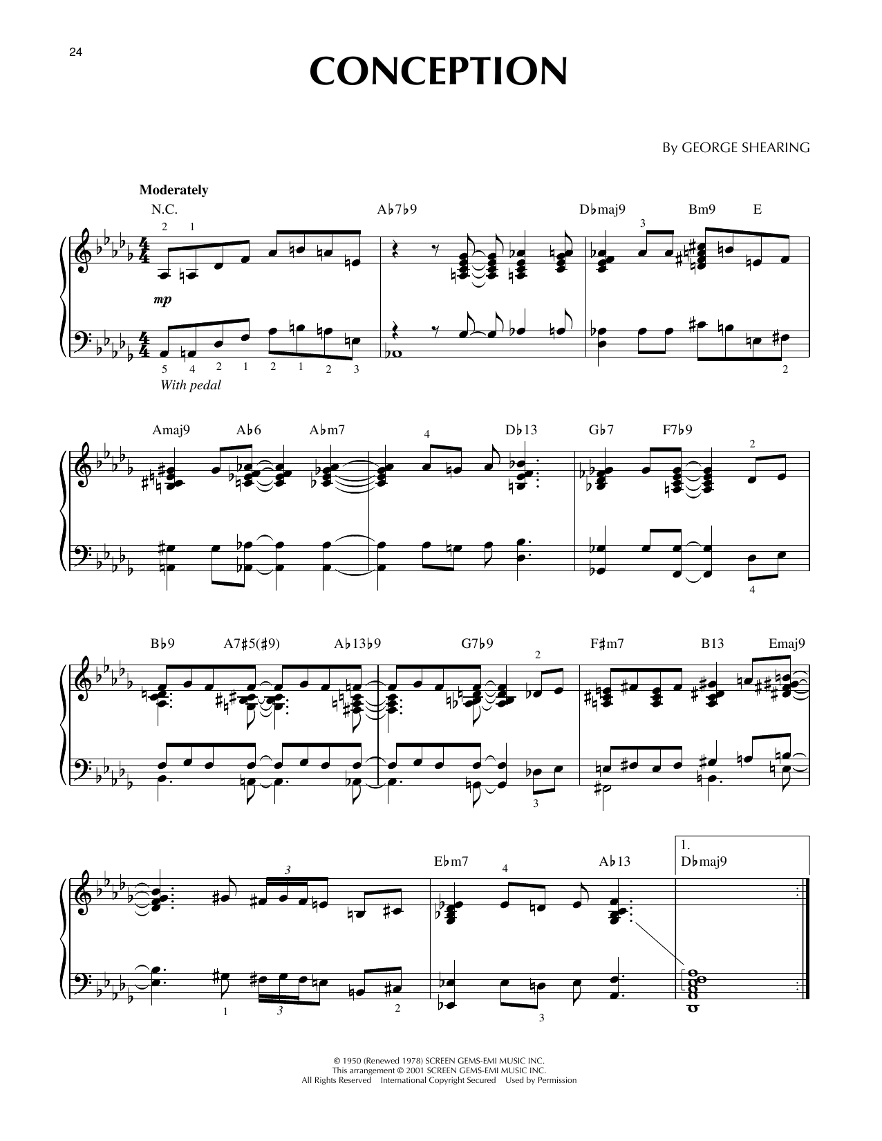 George Shearing Conception (arr. Brent Edstrom & Jim Sodke) sheet music notes and chords arranged for Piano Solo