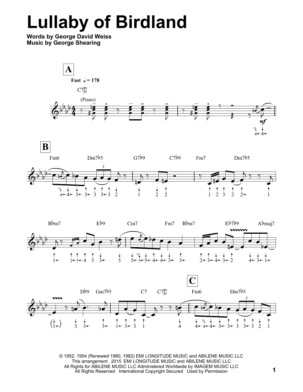 George Shearing Lullaby Of Birdland (arr. Will Galison) sheet music notes and chords arranged for Harmonica
