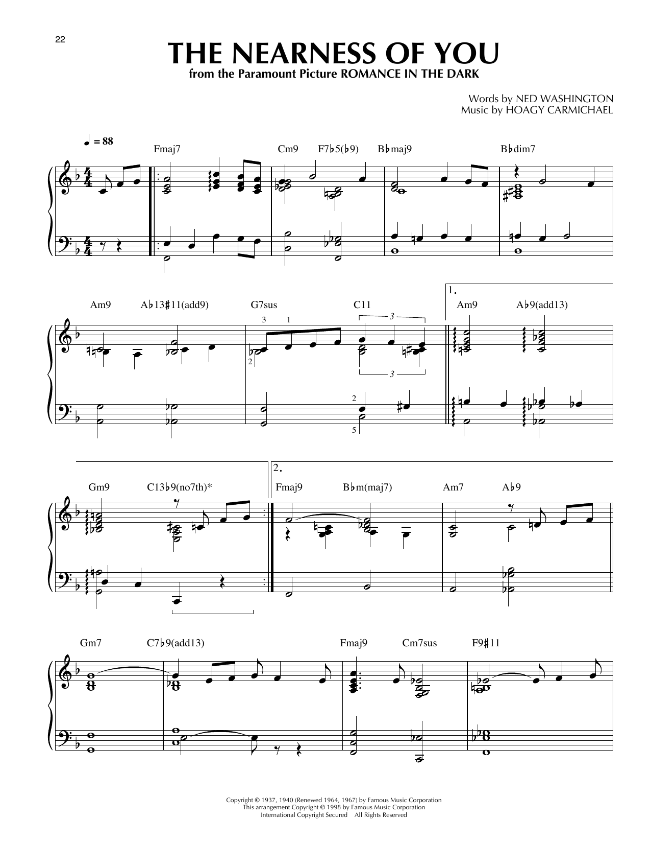 George Shearing The Nearness Of You (arr. Thomas Coppola) sheet music notes and chords arranged for Piano Solo