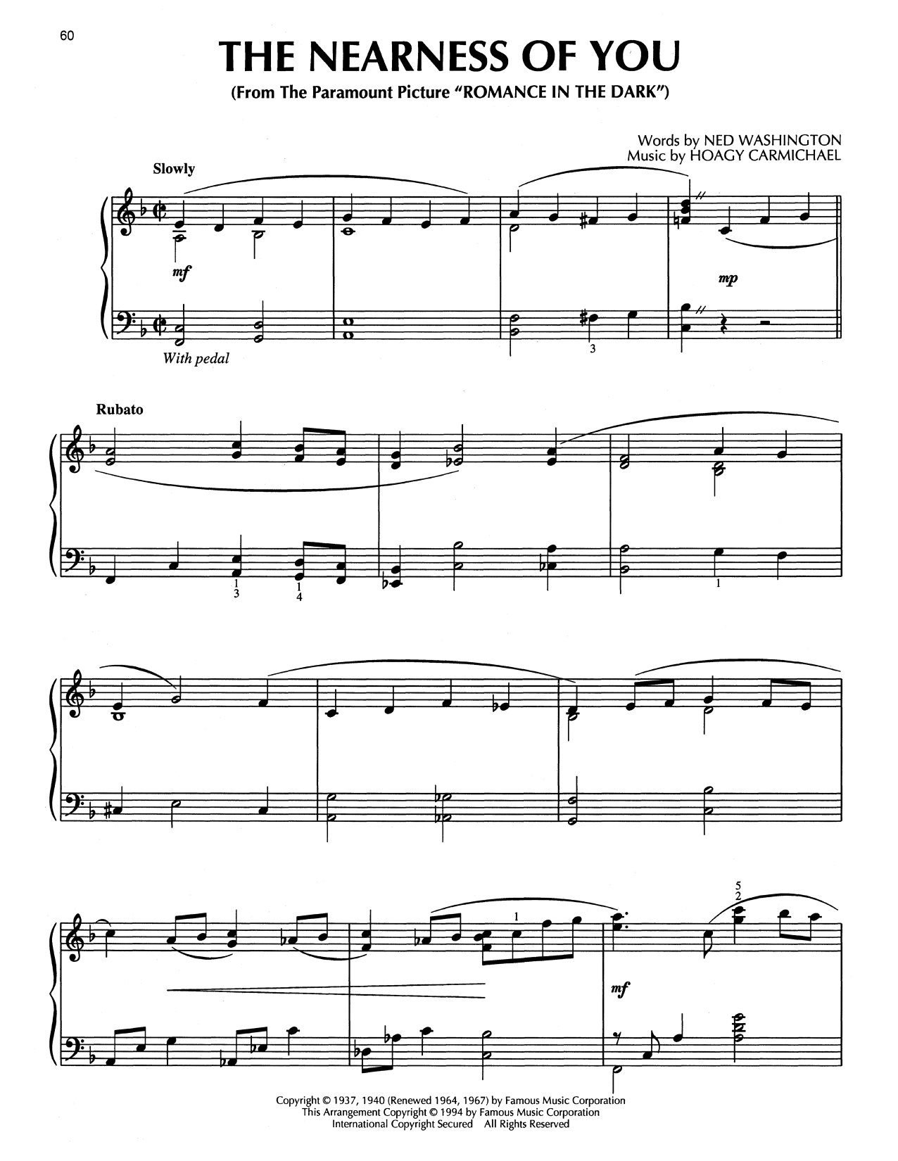 George Shearing The Nearness Of You (from Romance In The Dark) (arr. Bill Boyd) sheet music notes and chords arranged for Piano Solo