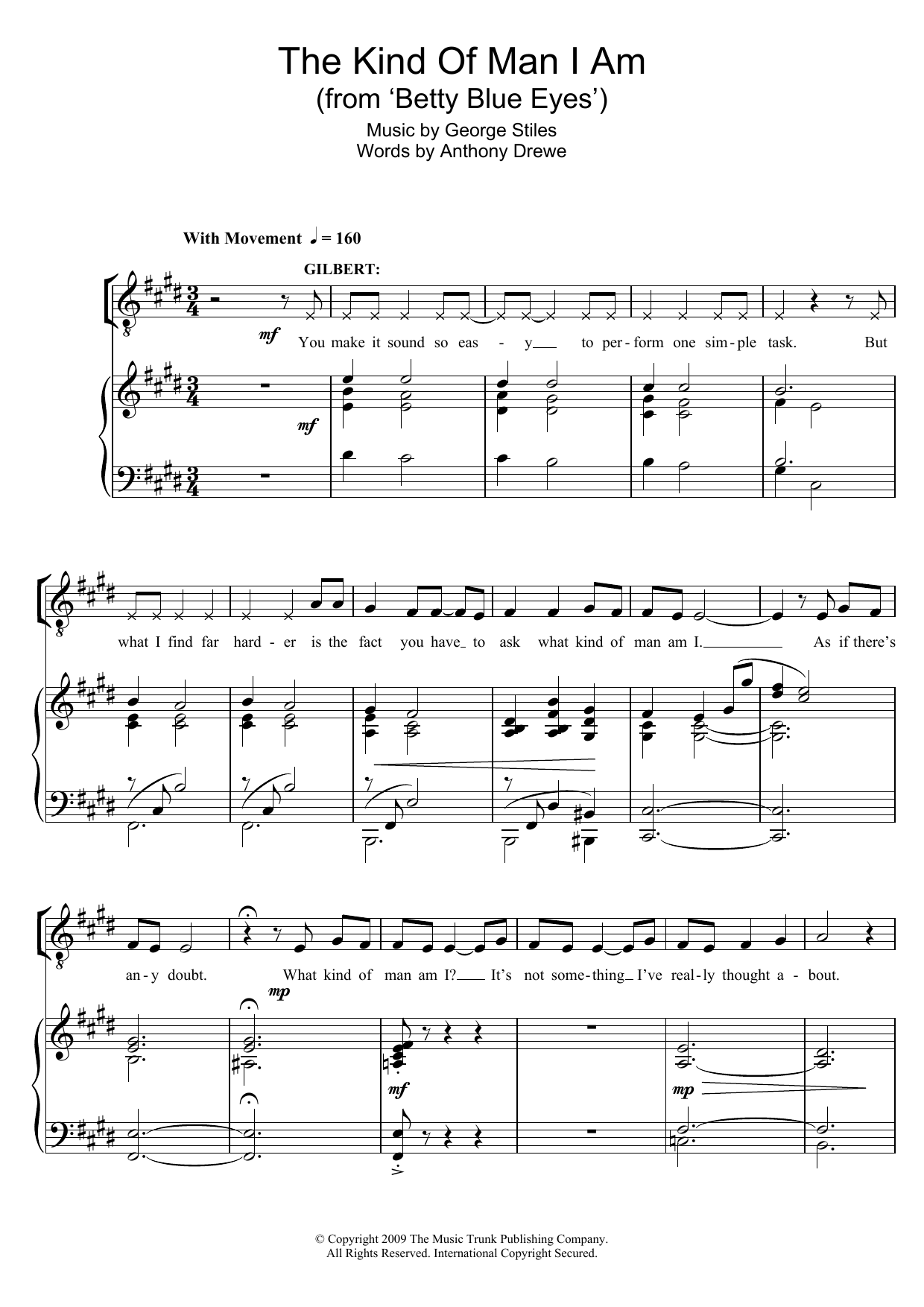 George Stiles The Kind Of Man I Am (From 'Betty Blue Eyes') sheet music notes and chords arranged for Piano, Vocal & Guitar Chords