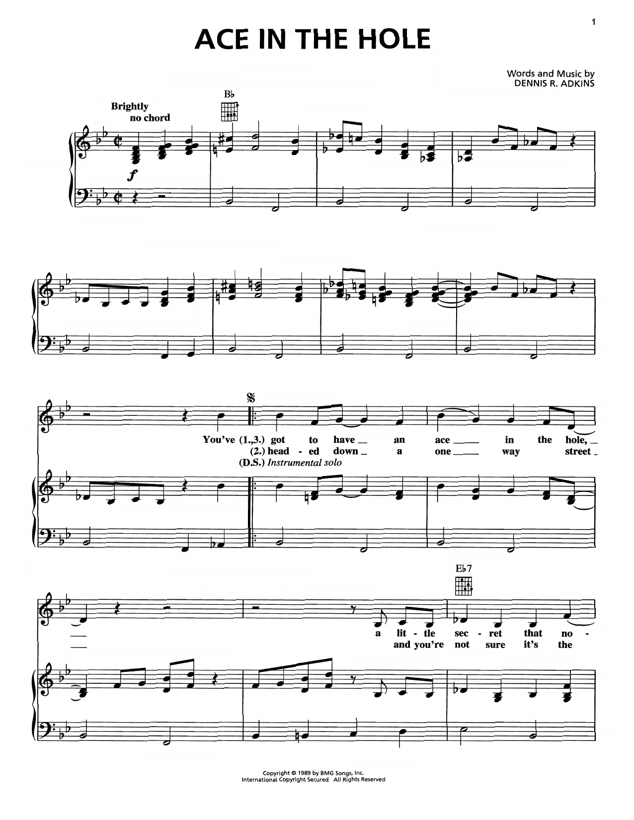 George Strait Ace In The Hole sheet music notes and chords arranged for Piano, Vocal & Guitar Chords (Right-Hand Melody)