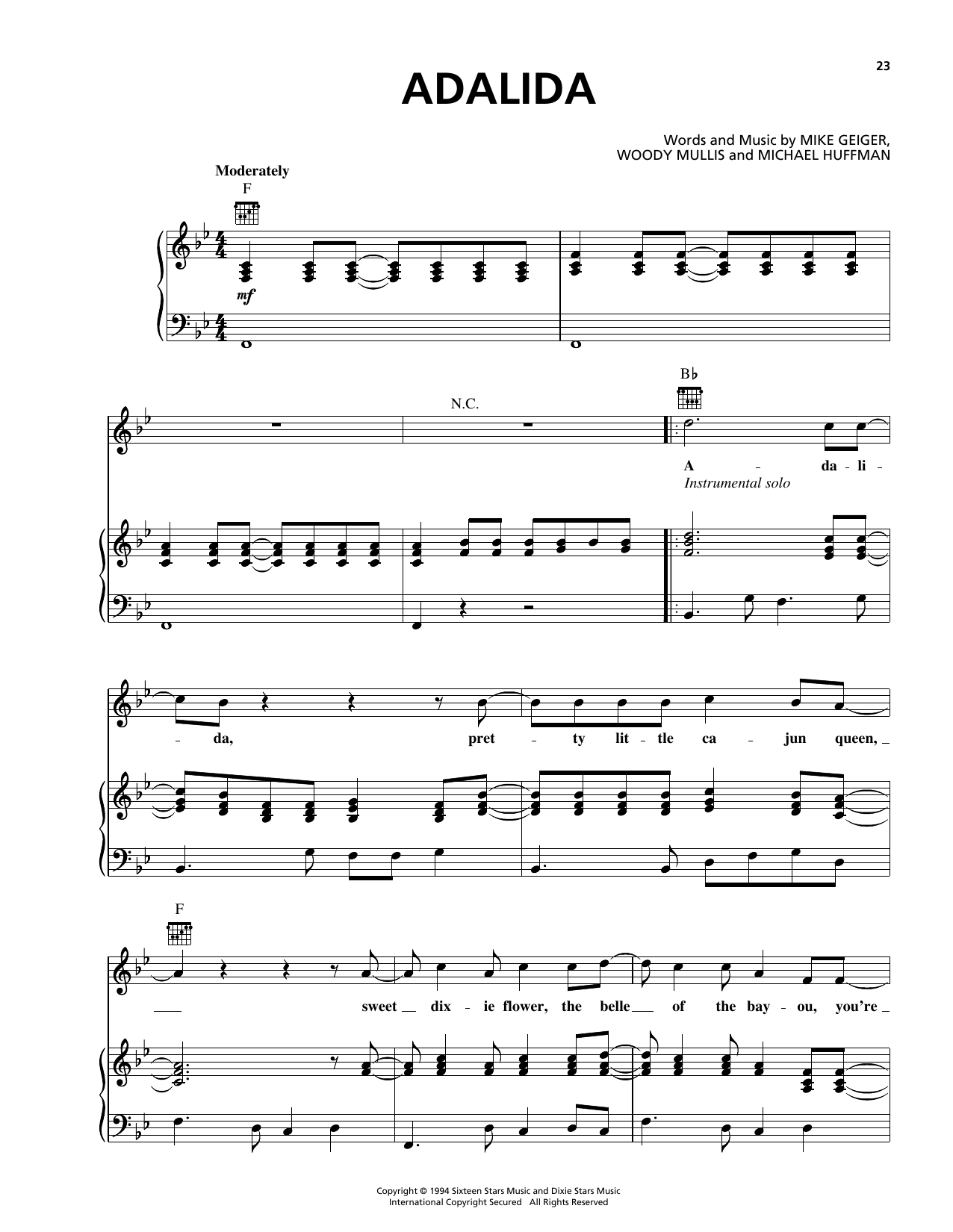 George Strait Adalida sheet music notes and chords arranged for Piano, Vocal & Guitar Chords (Right-Hand Melody)