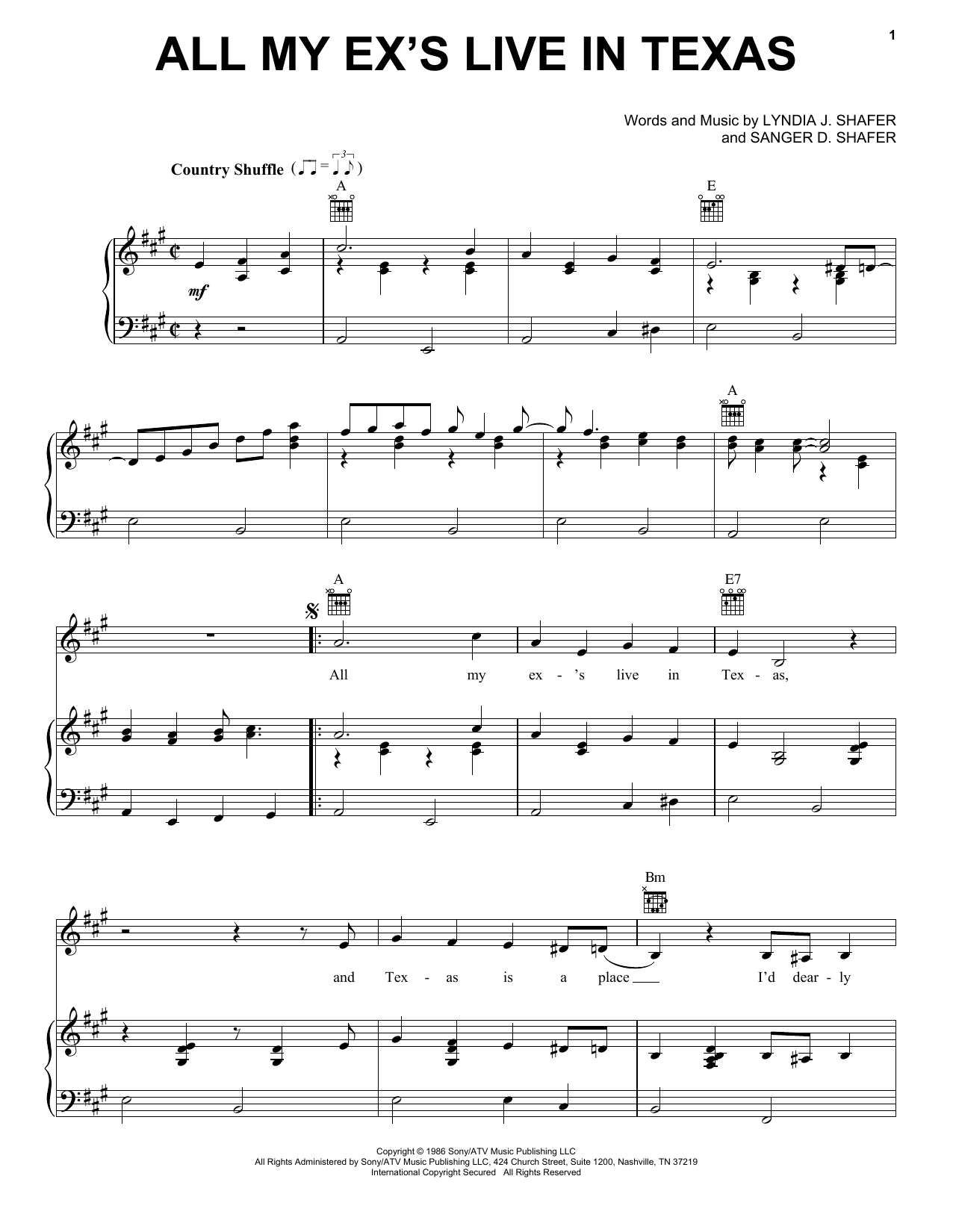 George Strait All My Ex's Live In Texas sheet music notes and chords arranged for Real Book – Melody, Lyrics & Chords