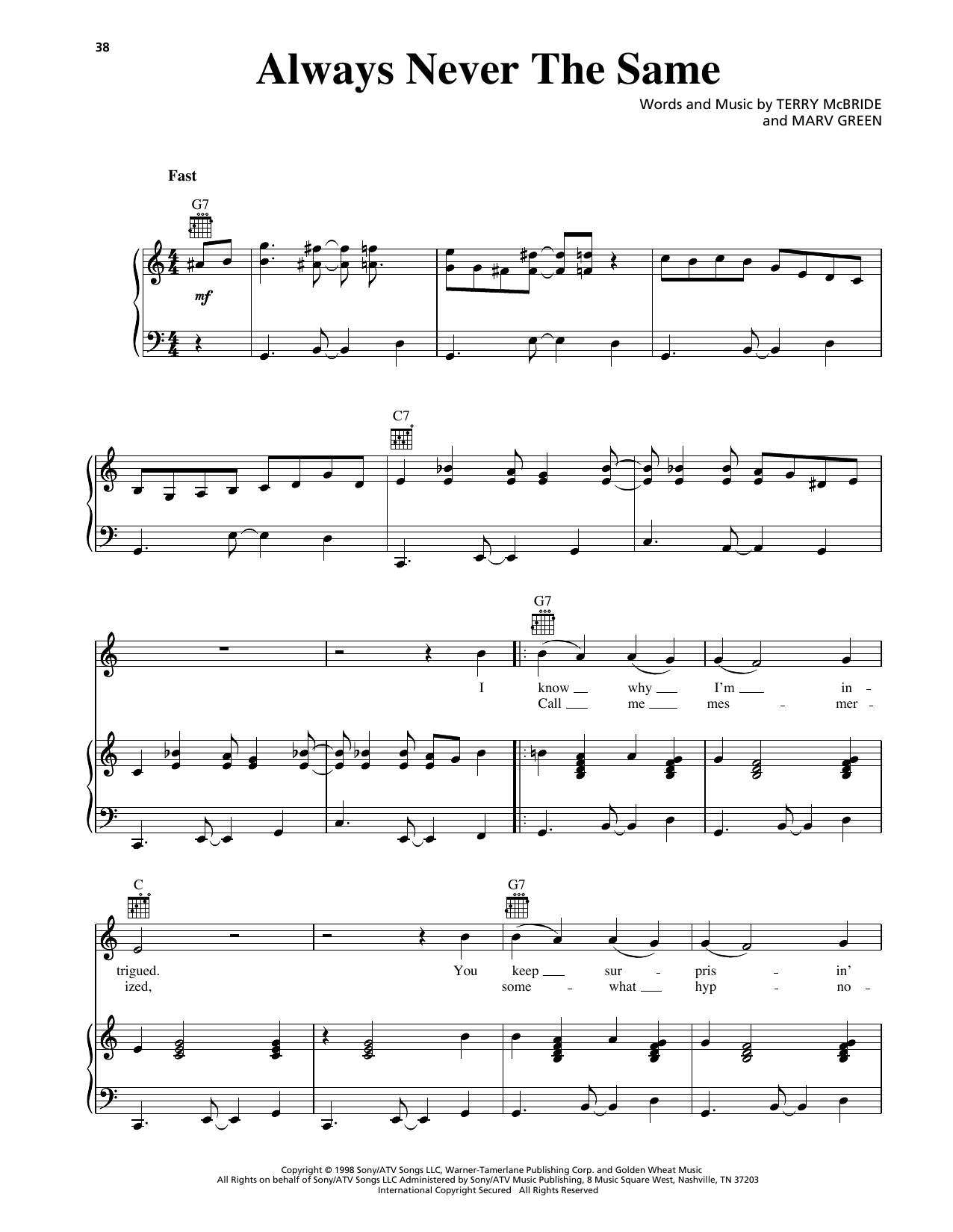George Strait Always Never The Same sheet music notes and chords arranged for Piano, Vocal & Guitar Chords (Right-Hand Melody)