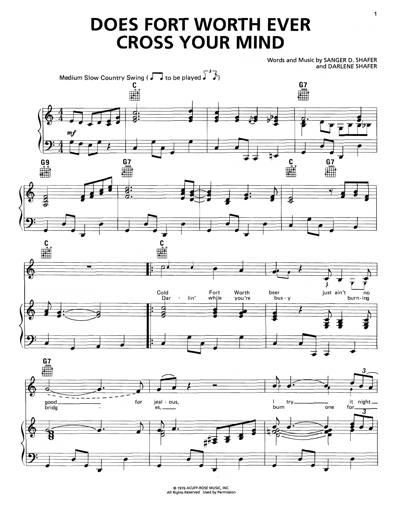George Strait Does Fort Worth Ever Cross Your Mind sheet music notes and chords arranged for Piano, Vocal & Guitar Chords (Right-Hand Melody)