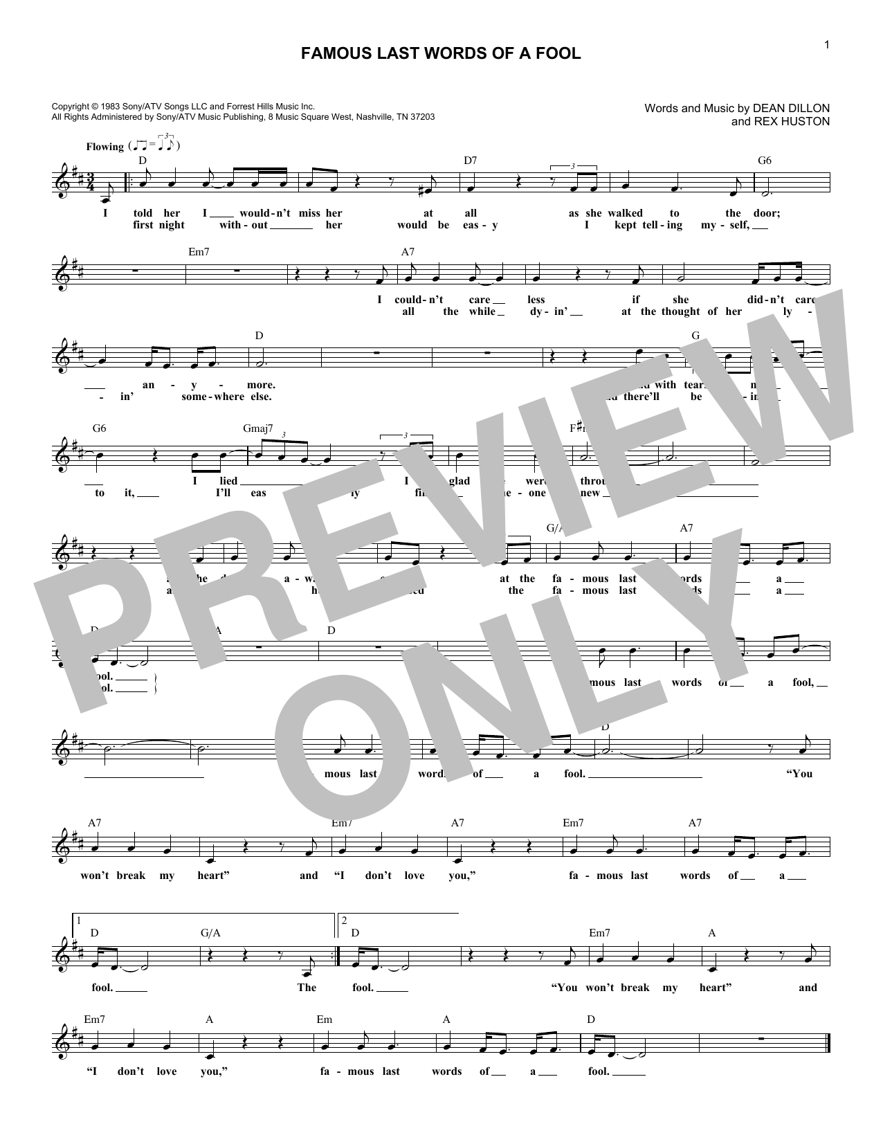 George Strait Famous Last Words Of A Fool sheet music notes and chords arranged for Easy Guitar