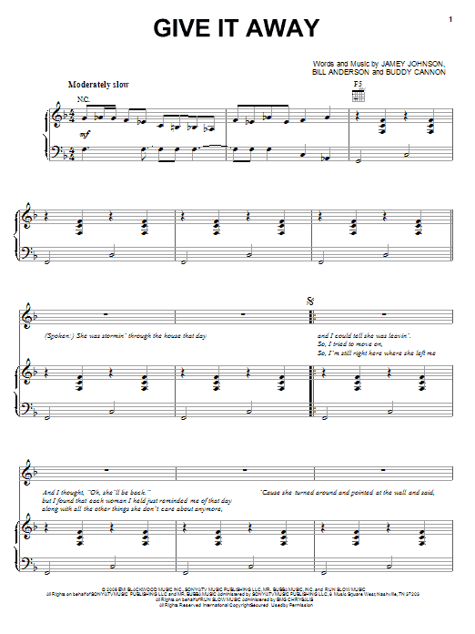George Strait Give It Away sheet music notes and chords arranged for Piano, Vocal & Guitar Chords (Right-Hand Melody)