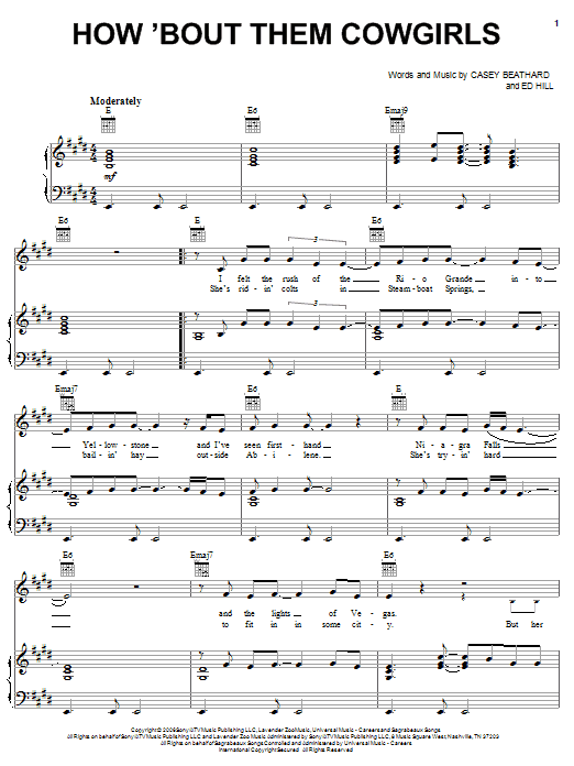 George Strait How 'Bout Them Cowgirls sheet music notes and chords arranged for Piano, Vocal & Guitar Chords (Right-Hand Melody)