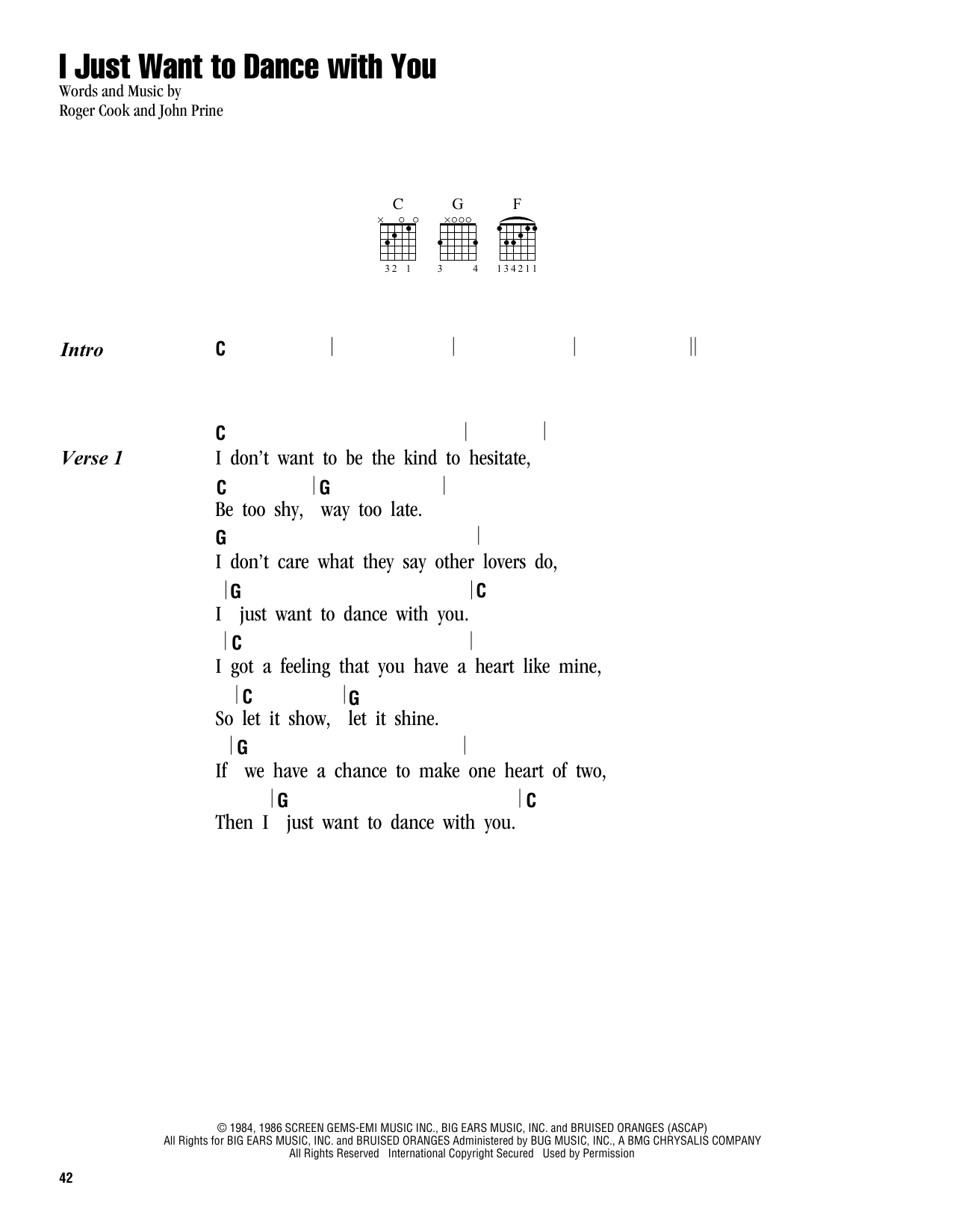 George Strait I Just Want To Dance With You sheet music notes and chords arranged for Guitar Chords/Lyrics