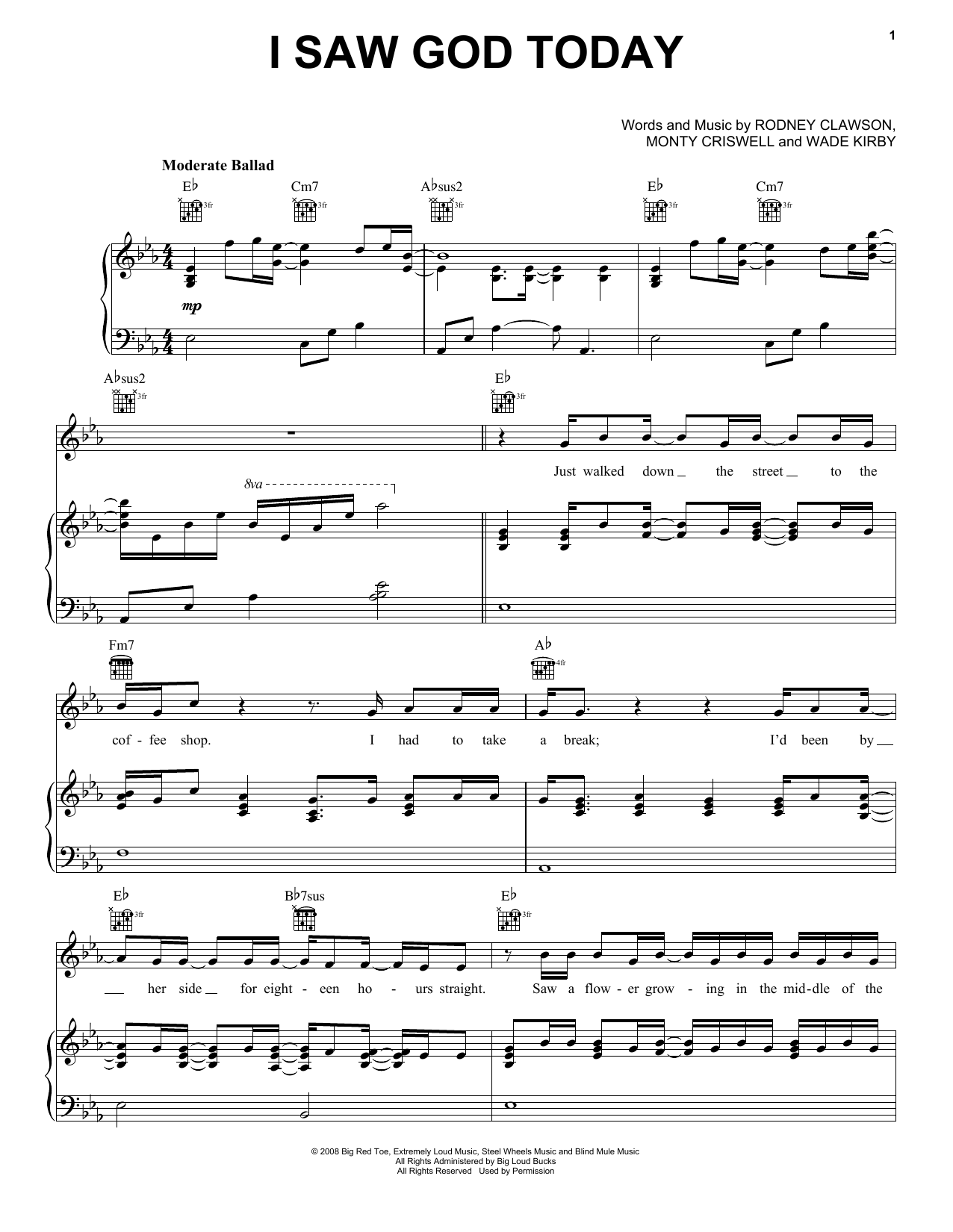 George Strait I Saw God Today sheet music notes and chords arranged for Piano, Vocal & Guitar Chords (Right-Hand Melody)