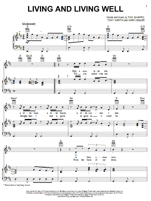 George Strait Living And Living Well sheet music notes and chords arranged for Piano, Vocal & Guitar Chords (Right-Hand Melody)