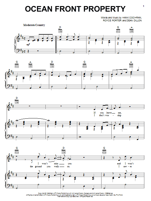 George Strait Ocean Front Property sheet music notes and chords arranged for Lead Sheet / Fake Book