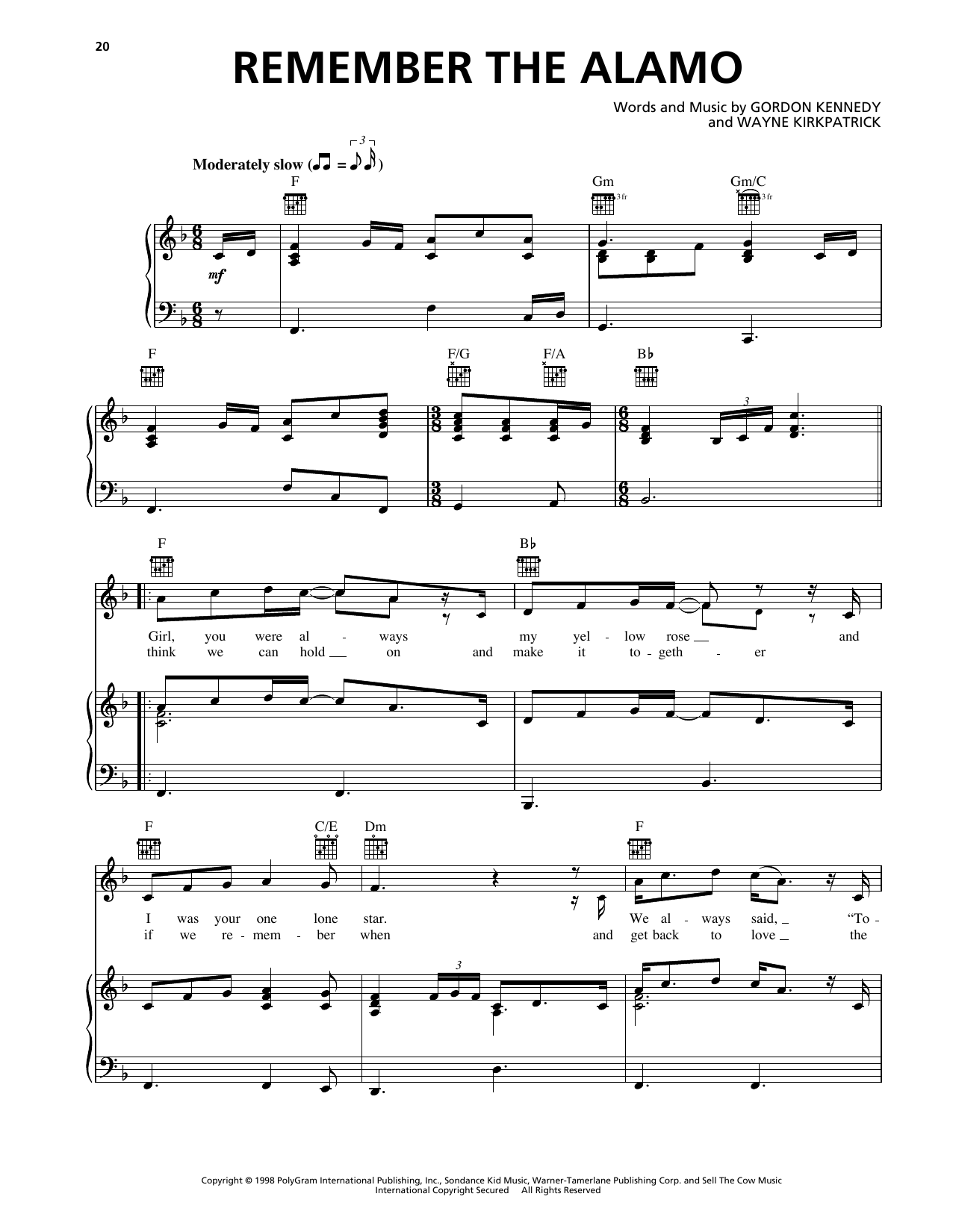 George Strait Remember The Alamo sheet music notes and chords arranged for Piano, Vocal & Guitar Chords (Right-Hand Melody)