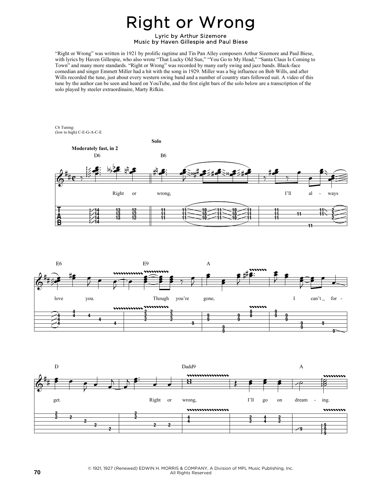 George Strait Right Or Wrong (arr. Fred Sokolow) sheet music notes and chords arranged for Guitar Tab