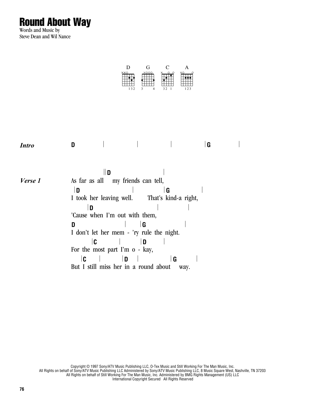 George Strait Round About Way sheet music notes and chords arranged for Guitar Chords/Lyrics