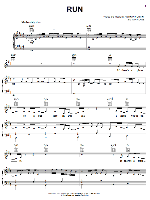 George Strait Run sheet music notes and chords arranged for Piano, Vocal & Guitar Chords (Right-Hand Melody)