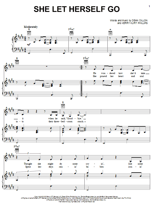 George Strait She Let Herself Go sheet music notes and chords arranged for Piano, Vocal & Guitar Chords (Right-Hand Melody)