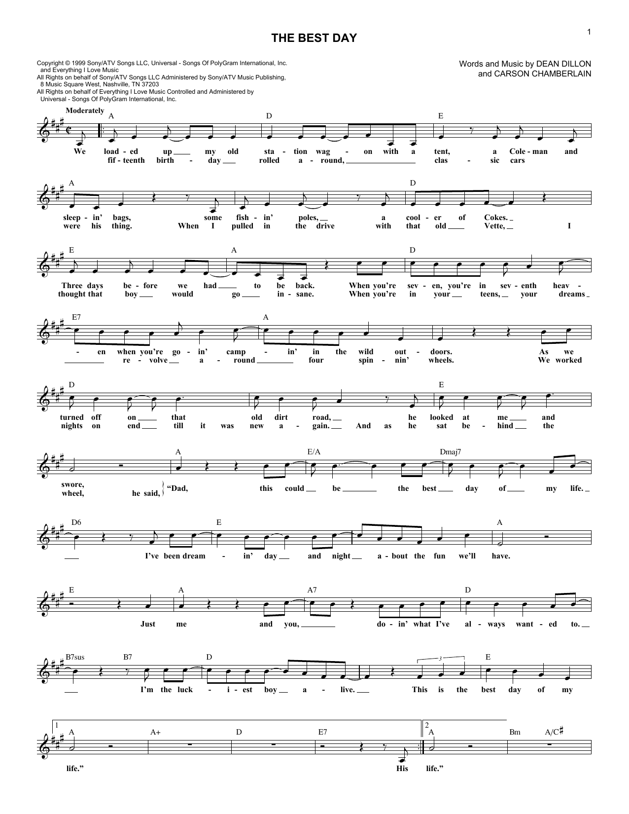 George Strait The Best Day sheet music notes and chords arranged for Lead Sheet / Fake Book