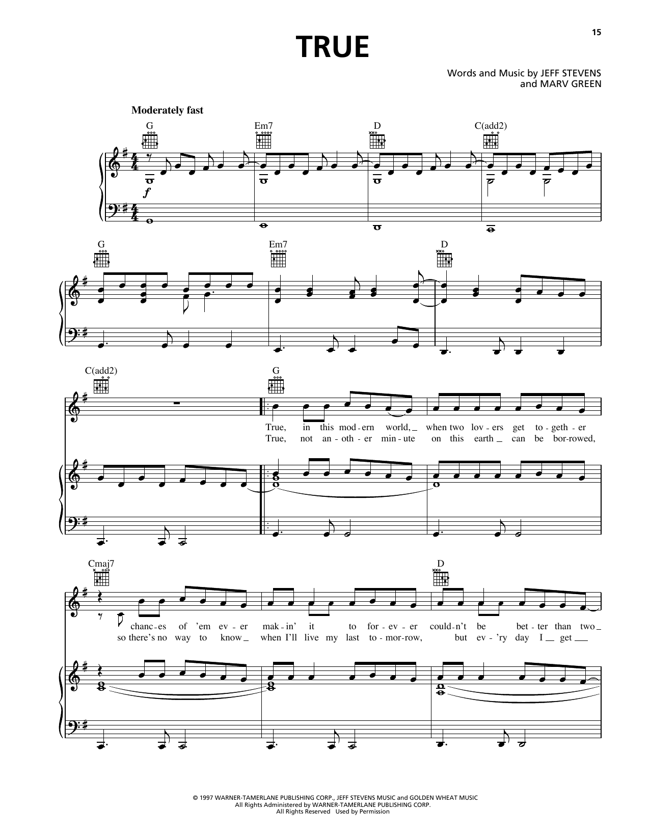 George Strait True sheet music notes and chords arranged for Piano, Vocal & Guitar Chords (Right-Hand Melody)