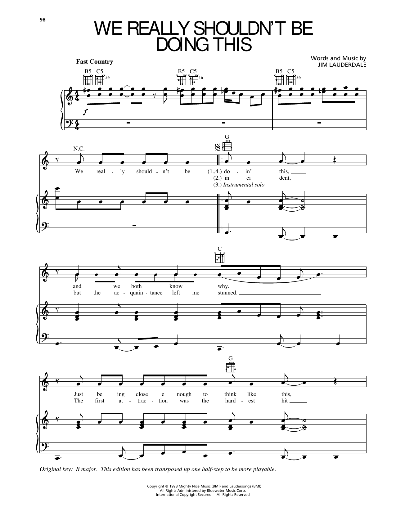 George Strait We Really Shouldn't Be Doing This sheet music notes and chords arranged for Piano, Vocal & Guitar Chords (Right-Hand Melody)