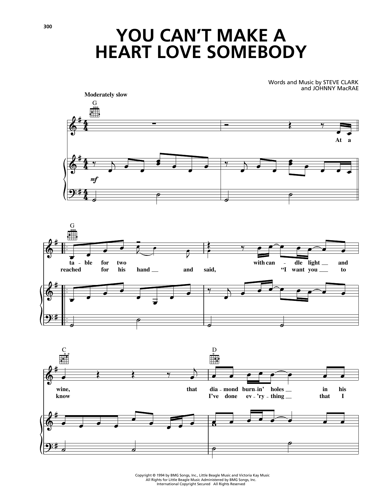 George Strait You Can't Make A Heart Love Somebody sheet music notes and chords arranged for Piano, Vocal & Guitar Chords (Right-Hand Melody)