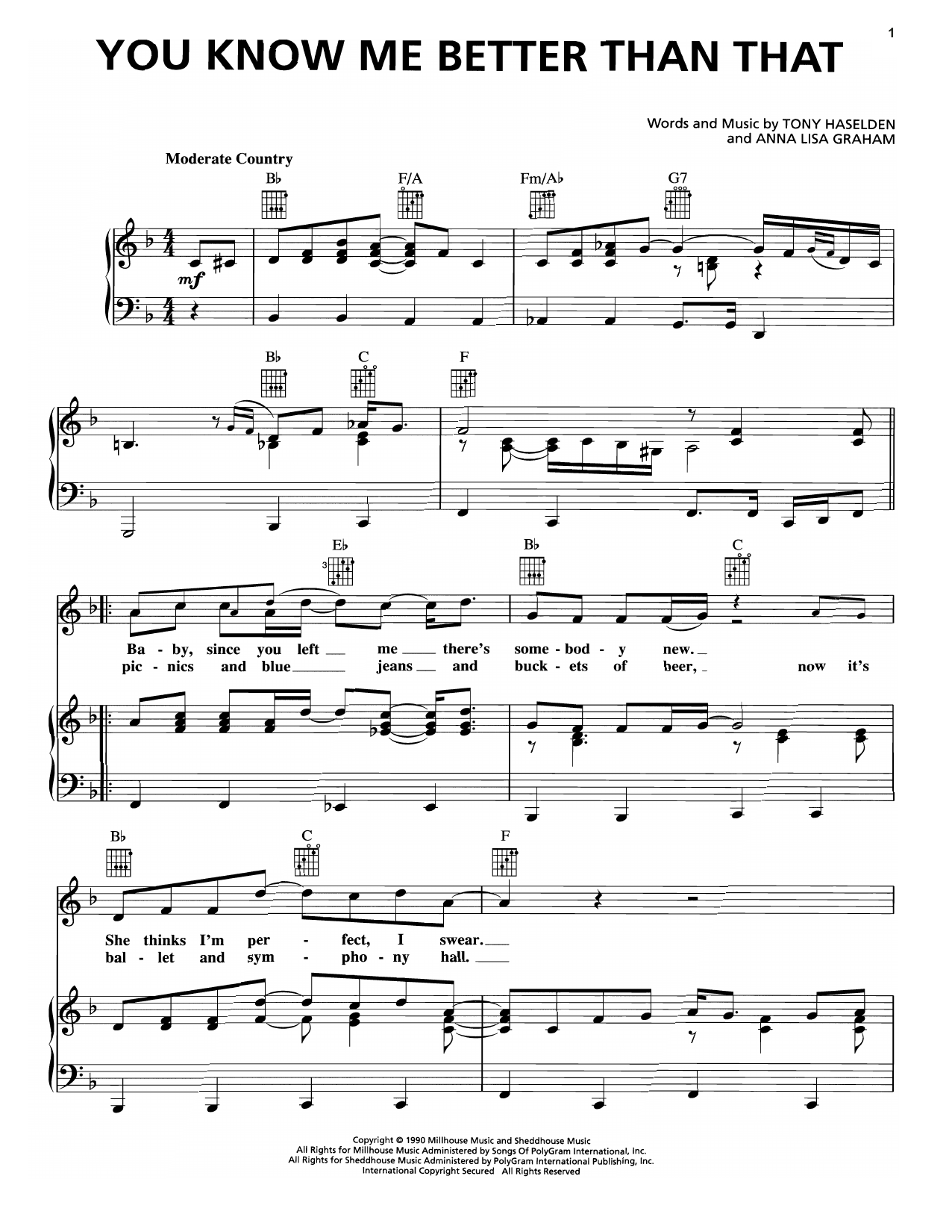 George Strait You Know Me Better Than That sheet music notes and chords arranged for Piano, Vocal & Guitar Chords (Right-Hand Melody)