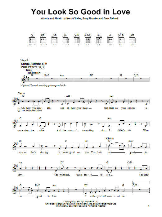 George Strait You Look So Good In Love sheet music notes and chords arranged for Easy Guitar