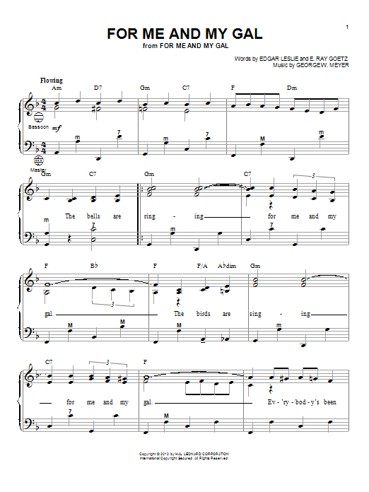 George W. Meyer For Me And My Gal (arr. Gary Meisner) sheet music notes and chords arranged for Accordion