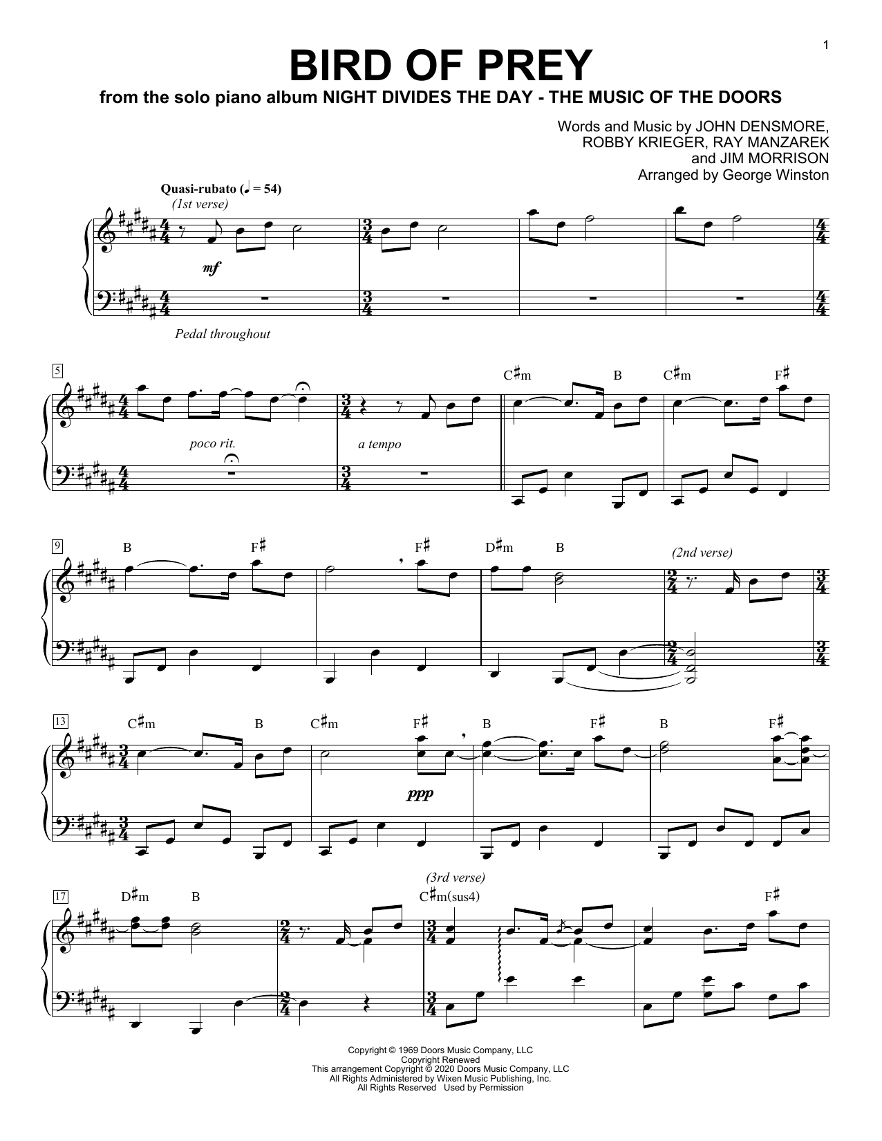George Winston Bird Of Prey sheet music notes and chords arranged for Piano Solo